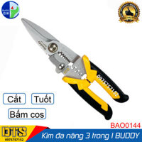 Kéo cắt dây đa năng trợ lực Nhật 3 trong 1 hãng Buddy BA0144 dài 200mm kìm tuốt dây điện cao cấp tích hợp bấm cos thao tác nhanh thiết kế tiên tiến tiết kiệm 30% lực bấm kềm đa năng kìm cắt dây đa năng kềm cắt dây điện