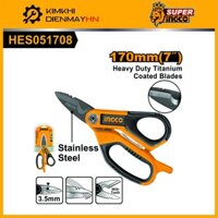 Kéo cắt dây điện cao cấp, chất liệu thép không rỉ, mạ titan INGCO HES051708. Kéo cắt vải ,giấy đa năng cao cấp HSCRS8121