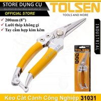 Kéo cắt tỉa cành cao cấp Tolsen 31031 lưỡi inox thẳng thép không gỉ 200mm dùng làm vườn chăm sóc cây cối