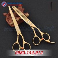 Kéo cắt tỉa tóc KASHO Vàng tặng kèm bao da, lược Toni&Guy