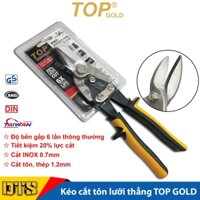 Kéo cắt tôn trợ lực mũi thẳng hãng TOP GOLD 10 inch, kéo cắt INOX cắt xương thạch cao cộng lực, cắt tấm thép siêu sắc
