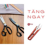 Kéo cắt vải chất lượng cao (hãng Pin), Kéo cắt may chuyên nghiệp lưỡi thép không rỉ Tặng 1 kéo bấm chỉ khi mua kéo