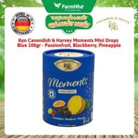 Kẹo Cavendish & Harvey Moments Mini Drops Blue 100G – PASSIONFRUIT, BLACKBERRY, PINEAPPLE