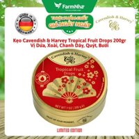 Kẹo Cavendish & Harvey Tropical Fruit 200g Quạt Hộp Thiếc - Kẹo Đức Phiên Bản Đặc Biệt