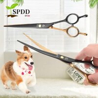 Kéo chải lông cho chó SPDD, Kéo cắt lông thú cưng mỏng cong chuyên nghiệp, Màu đen và thép không gỉ sắc nét an toàn cho thú cưng Kéo chải lông cho chó