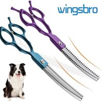 Kéo chải lông chó chuyên nghiệp wingsbro 7.0 inch Kéo cắt mỏng cong cho lông động vật chó mèo