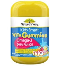 Kẹo dẻo bổ não vị trái cây kids smart vita gummies omega 3 dha nature’s way (Lọ/60v)