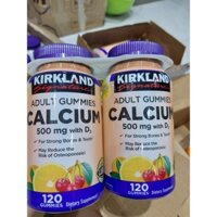 Kẹo dẻo bổ sung canxi Kirkland Adult Gummies Calcium 500mg with D3 120v