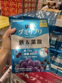 Kẹo dẻo bổ sung sắt Iron & Axit Folic UHA Nhật Bản