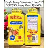 KẸO DẺO BỔ SUNG VITAMIN CHO BÉ LIL CRITTERS GUMMY VITES 300 viên Mỹ