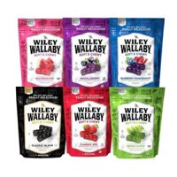 KẸO DẺO CAM THẢO ĐEN / VỊ TRÁI CÂY Wiley Wallaby Gourmet Soft & Chewy Australian Black Licorice Candy Twists, 284g