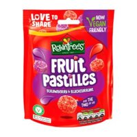 Kẹo Dẻo Dâu Tây & Lý Chua Đen, Fruit Pastilles with Juice, Strawberry & Blackcurrant, Vegan Friendly (143g) - ROWNTREE'S