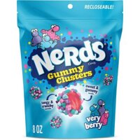 Kẹo dẻo hàng Mỹ NERDS Gummy Clusters, Candy, Very Berry, Crunchy and Gummy, 8 oz (227g)