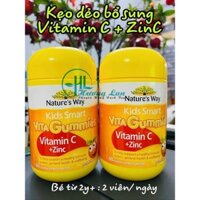 Kẹo Dẻo Hương Cam Nature's Way Kid Smart Vita Gummies Vitamin C + ZinC 60 Viên