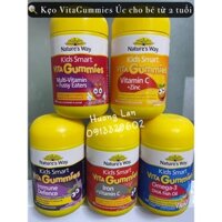 Kẹo Dẻo Nature's Way Kid Smart Vita Gummies Vitamin C + ZinC , Gummies Multi Vitamin Fusy Eaters , Multi Vitamin Vegies