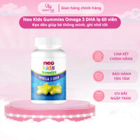 Kẹo dẻo Neo Kids Gummies Omega 3 DHA lọ 60 viên nhai giúp bé thông minh, ghi nhớ tốt