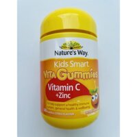 Kẹo dẻo nhai Nature's Way Kids Smart VITA Gummies Vitamin C + Zinc 60 viên 120 viên - Bổ Sung Vitamin C Và Kẽm Cho Bé