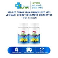 Kẹo Dẻo Omega 3 DHA Gummies Neo Kids Vị Chanh Cho Bé Thông Minh Hộp 60 Viên