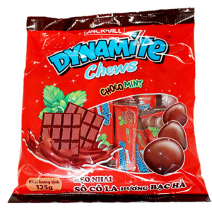 Kẹo Dynamite Chew Hương Socola Nhân Bạc Hà Gói 125g