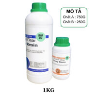 Keo Epoxy Resin, Keo Đổ Khuôn Trong Suốt, Đổ Mặt Bàn,Thoát Bọt Tốt, Chống Ngả Vàng