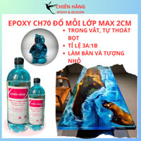 Keo epoxy resin trong suốt làm bàn gỗ CH70