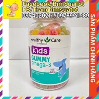 Kẹo gum Healthy Care Gummy Omega 3 của Úc lọ 250 viên giúp bé phát triển mắt và não từ 2 tuổi