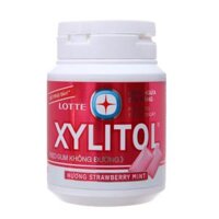 Kẹo Gum Không Đường Lotte Xylitol Strawberry Mint - Hũ 55.1g