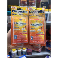 Kẹo gum Nicorette 2mg hương trái cây 20 viên của Mỹ