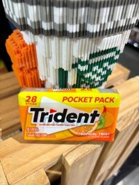 KẸO GUM TRIDENT KHONG DUONG VI TRAI CAY NHIET DOI (28 TEP)