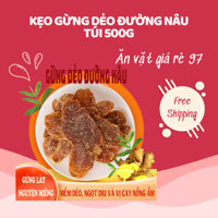 Kẹo Gừng Dẻo Đường Nâu Túi 500g, Gừng Lát Nguyên Chất Đường Nâu Bổ Dưỡng