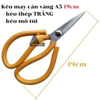 Kéo may cán vàng A5 19cm - kéo thép TRẮNG - kéo mổ túi