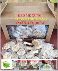 Kẹo Mè Xửng Nước Cốt Dừa Cuộn Bánh Tráng Tròn (Hộp 1 KG) - Đặc Sản Bến Tre Đức Phát