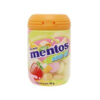 Kẹo mềm Mentos hương chuối, dâu, dưa lưới hộp 90g (từ 3 tuổi)