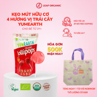 Kẹo mút hữu cơ cho bé 4 hương vị trái cây Yumearth 14 chiếc