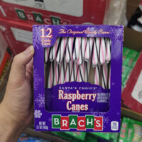 🎄🎅🍭🍏🍋🍓KẸO MÚT TRÁI CÂY HÌNH GẬY NOEL CỦA MỸ STARBURST FRUIT CHEWS - SPANGLER - RASPBERRY CANDY CANES HỘP 12 CÂY 150G USA