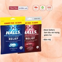 Kẹo ngậm Bạc hà giảm ho Halls Cough & Throat Relief Mẫu mới [Bill Mỹ]