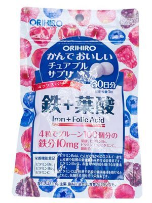 Kẹo ngậm bổ sung Sắt và Folic Acid Orihiro 120 viên