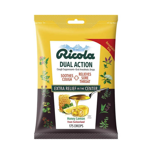 Kẹo ngậm Ricola Dual Action Honey Lemon 175 viên