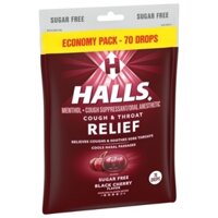 Kẹo ngậm trị ho không đường halls sugar free cough drops, black cherry, 70 viên