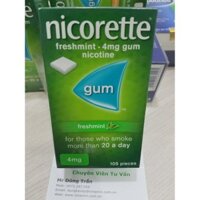 Kẹo Nicorette 4mg bạc hà Freshmint Cai thuốc lá hiệu quả