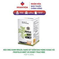 Keo Ong Xanh Brazil dạng xịt giảm đau họng vị Bạc hà Propolis Mint Và Honey Tracybee 30ml