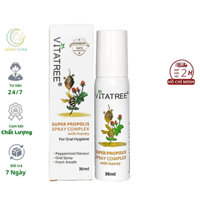 Keo ong xịt giảm đau họng Vitatree Super Propolis Spray Complex with Honey 30ml Uc, Xịt họng keo ong