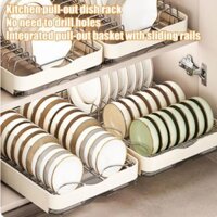 Kéo Ra Giá Đĩa Bát Inox Giá Để Đồ Tủ Sắp Xếp Dưới Bồn Rửa Kéo Giỏ Ngăn Kéo Loại Đĩa Thoát Giá