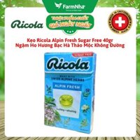Kẹo Ricola Alpin Fresh Sugar Free 40g Hộp Giấy Không Đường – Mát Lạnh Họng, Thông Cổ Tức Thì