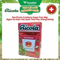 Kẹo Ricola Cranberry Sugar Free 40g Hộp Giấy Không Đường – Quả Nam Việt Quất, Giảm Ho, Mát Họng, Thơm Miệng