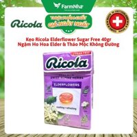 Kẹo Ricola Elderflower Sugar Free 40g Hộp Giấy Không Đường - Hoa Elder Thanh Mát Dịu Họng