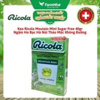 Kẹo Ricola Mountain Mint Sugar Free 40g Hộp Giấy Không Đường – Bạc Hà Núi Giảm Ho Mát Họng