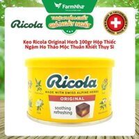 Kẹo Ricola Original Herbs Hộp Thiếc 100g Thảo Mộc – Mát Họng, Giảm Ho, Thơm Miệng | Chính Hãng Thụy Sĩ