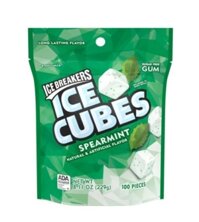 Kẹo singum bạc hà cay không đường ice breakers - ice cubes spearmint sugar free chewing gum