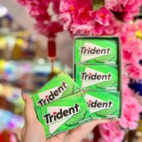 Kẹo Singum Không Đường Trident Vị Bạc Hà Spearmint Mỹ 14 Sticks